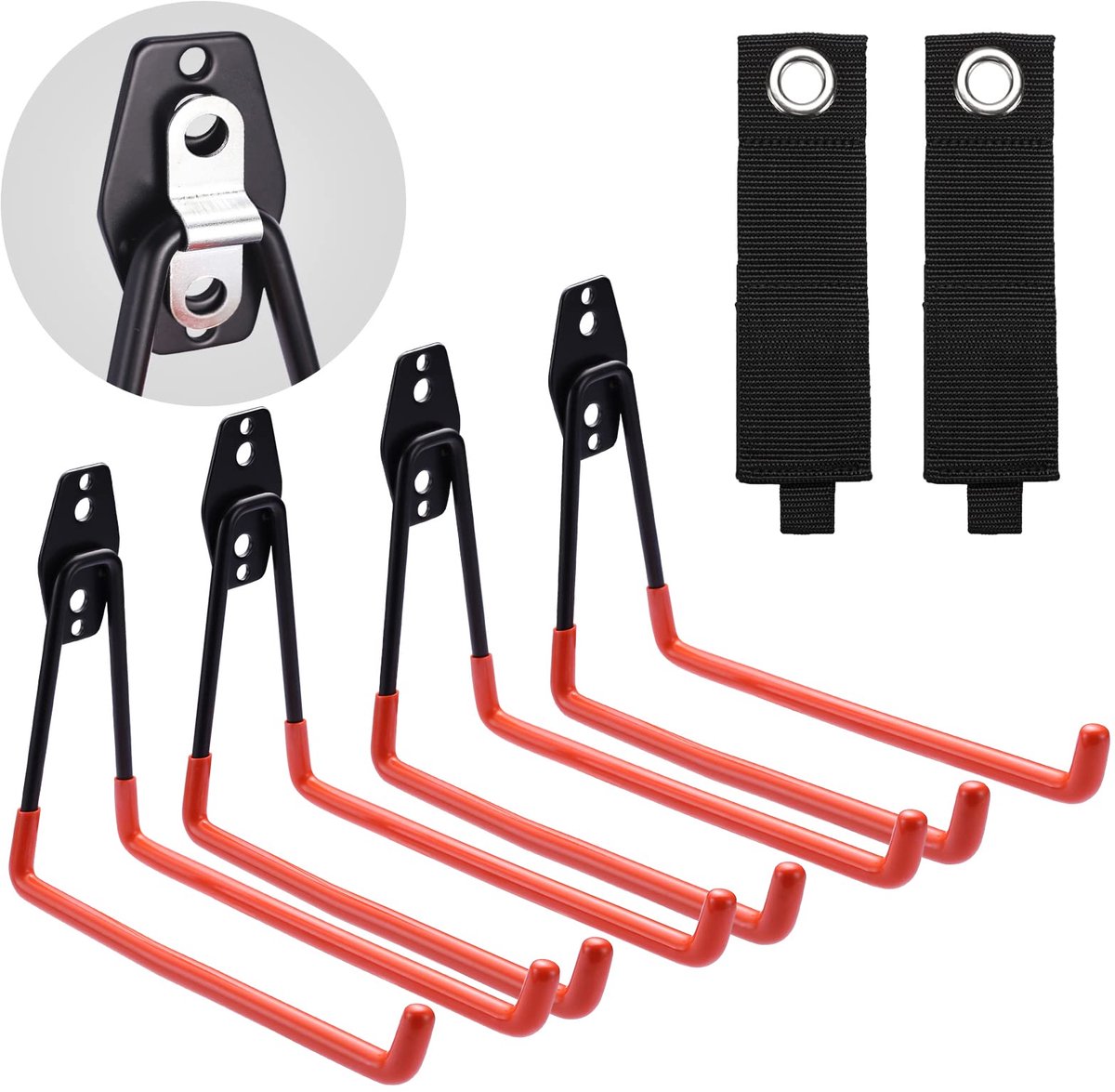 SnelShoppen - Garage Storage Utility Haken Set van 4 - Wandmontage Heavy Duty Garage Hanger - Premium Staal voor Ladder, Stoelen en Zwaar Gereedschap