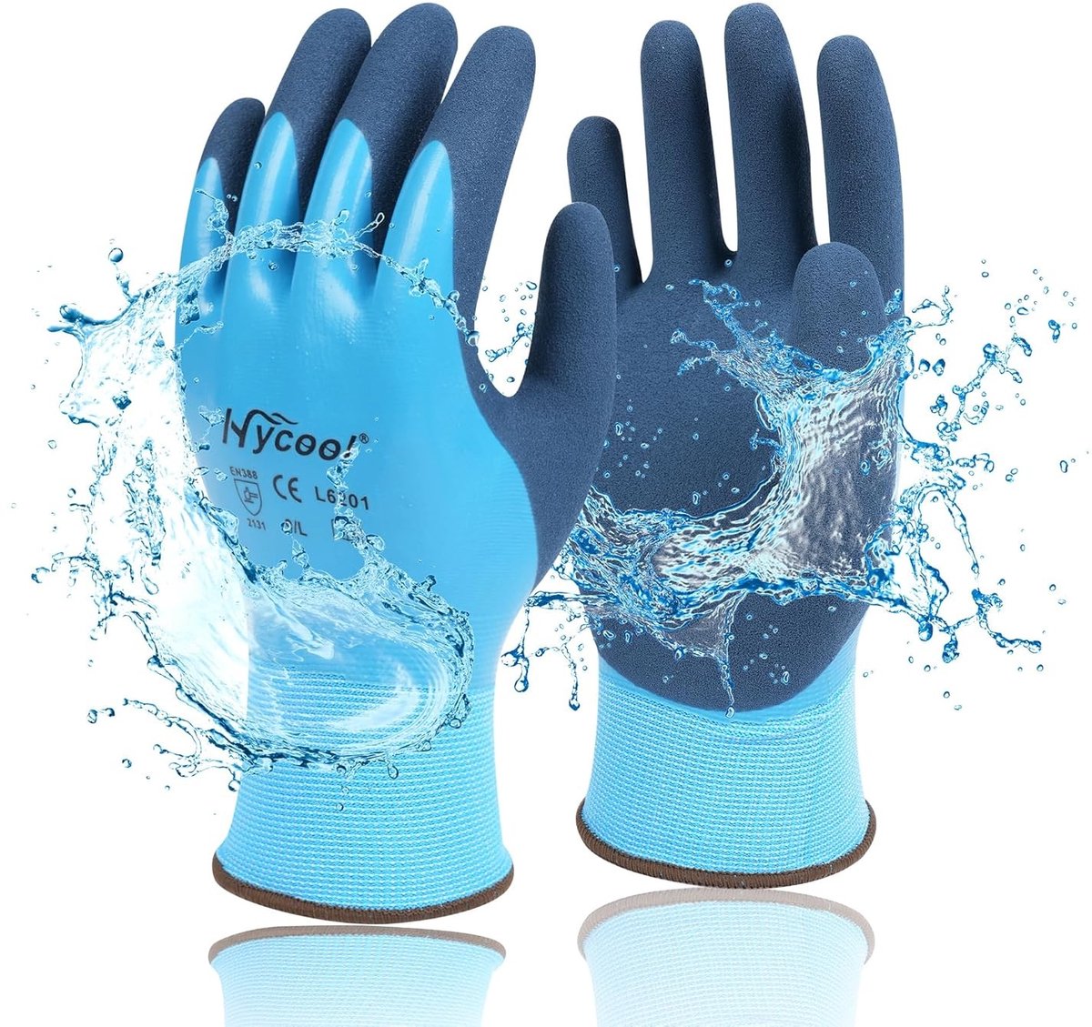 Waterdichte Werkhandschoenen van Nylon met Dubbele Coating en Comfortabele Latex Schuim voor Mannen, Ideaal voor Bouw en Tuinwerk, 1 Paar M