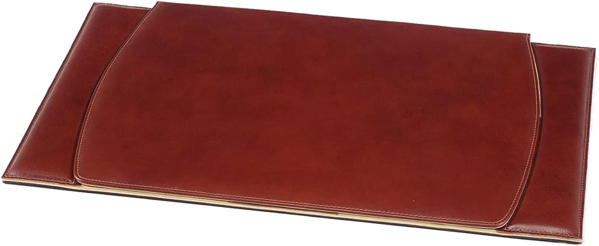 SnelShoppen - Desk pad van 100% volnerf leer, handgemaakt in Italië, elegant en robuust, bruin, beschermt tegen krassen, perfect voor kantoor en thuis