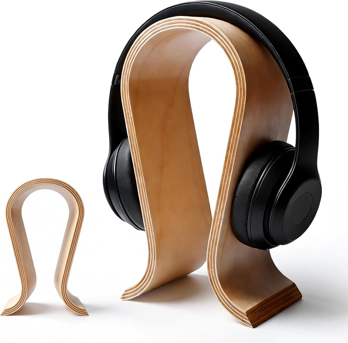 Nimblyne Hoofdtelefoonhouder hout, U-vormige hoofdtelefoonhouder, notenhout, 25 cm, hoofdtelefoonstandaard, 14 cm - ShopVlot