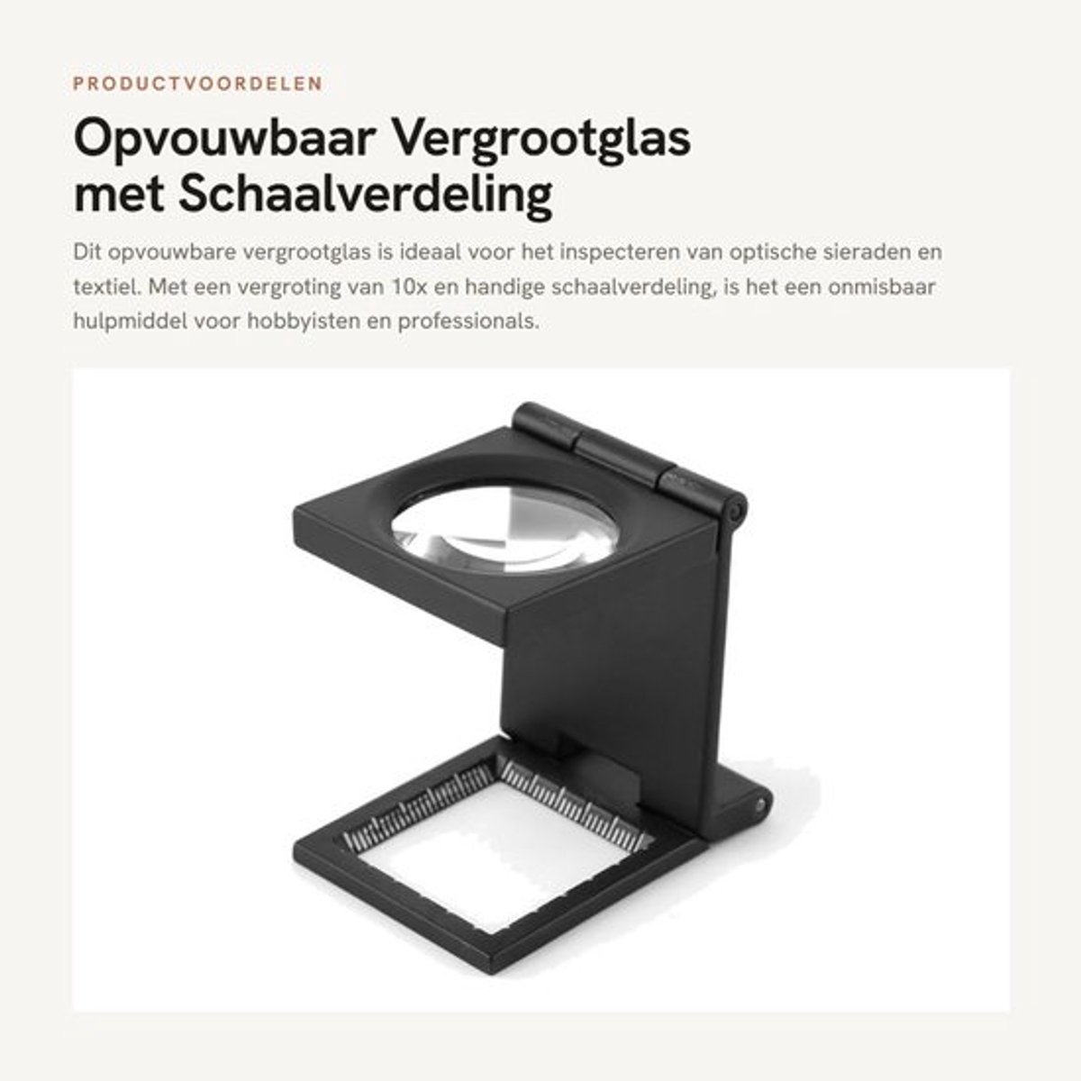 Vergrootglas 10x Vergroting - Opvouwbaar - Draagbare Houder - Zinklegering - Schaalverdeling - 180 Dagen Garantie - Loep