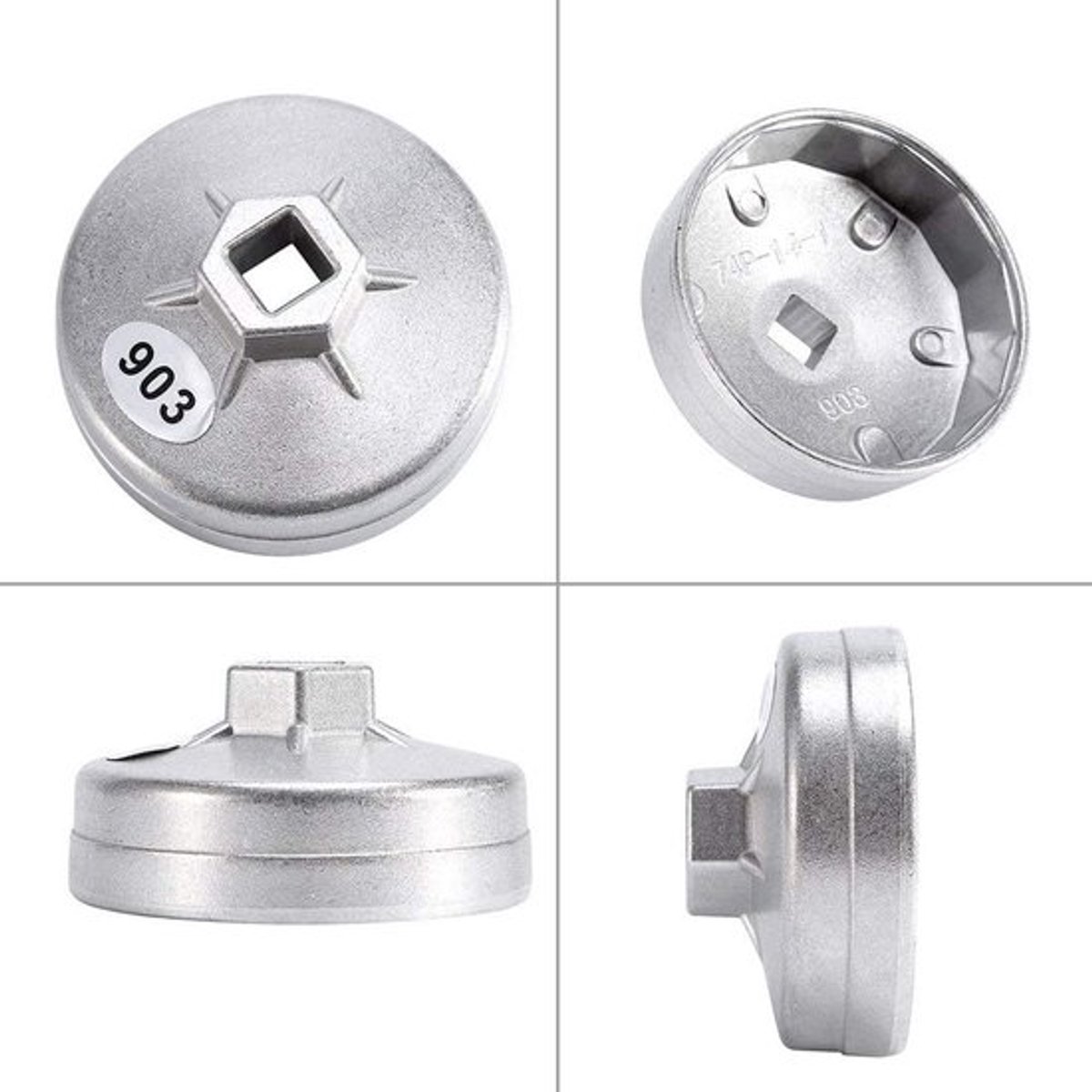 Oliefiltersleutel 74 mm 14 groeven - Aluminiumlegering - Geschikt voor Sprinter - Voor patroonstijl en spin-off filters - Ideaal voor thuisgebruik - Stevig ontwerp - Filtersleutel