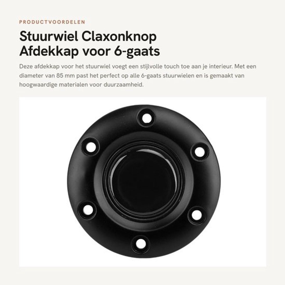 Afdekkap 85 Mm Diameter - 6-gaats Stuurwiel - Premium Materiaal - Eenvoudige Installatie - Universele Pasvorm - Stijlvol Ontwerp - Naafdop
