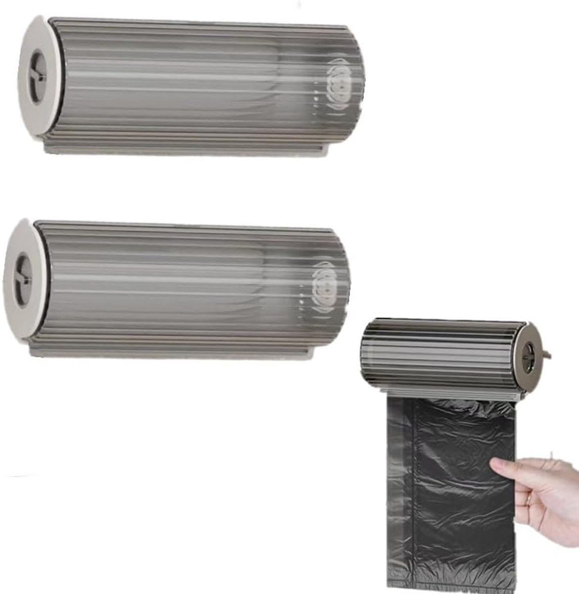 SnelShoppen - 2 Stuks Acryl Afvalzakken Opbergdoos, Vuilniszak Dispenser Roll Houder voor Keuken Badkamer, Muurbevestiging Onder de Wasbak, Afvalzak D