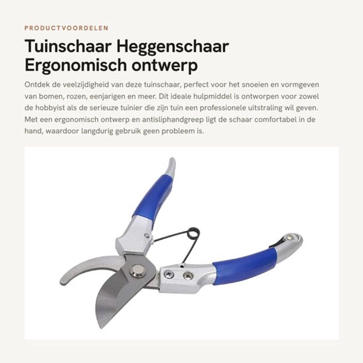 Snoeischaar Ergonomisch - Takkenschaar - Heggenschaar - Bloemenschaar - Lichtgewicht - Hoogwaardige Koolstofstalen Bladen - Tuinschaar
