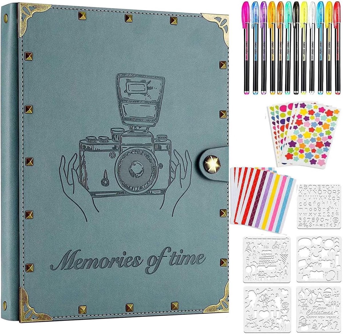 SnelShoppen - ZEEYUAN Fotoalbum met Klinknagels, Scrapbook, Zelf Vormgeven, 80 Navullingen, Vintage Fotoboek, Cadeau voor Moederdag, Kerst, Verjaardag
