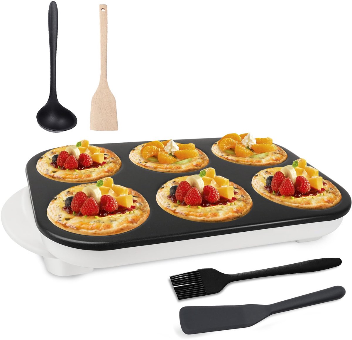 Pannenkoekenpan - Crêpe maker - Ontbijt Bereiden - Zes Gaten - 1500 Watt - Wit