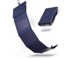 SnelShoppen - Compacte 4000mAh Solar Power Bank - Draagbare Zonne-oplader voor Smartphone - Ideaal voor Camping, Hiken en Buitenactiviteiten - Blauw