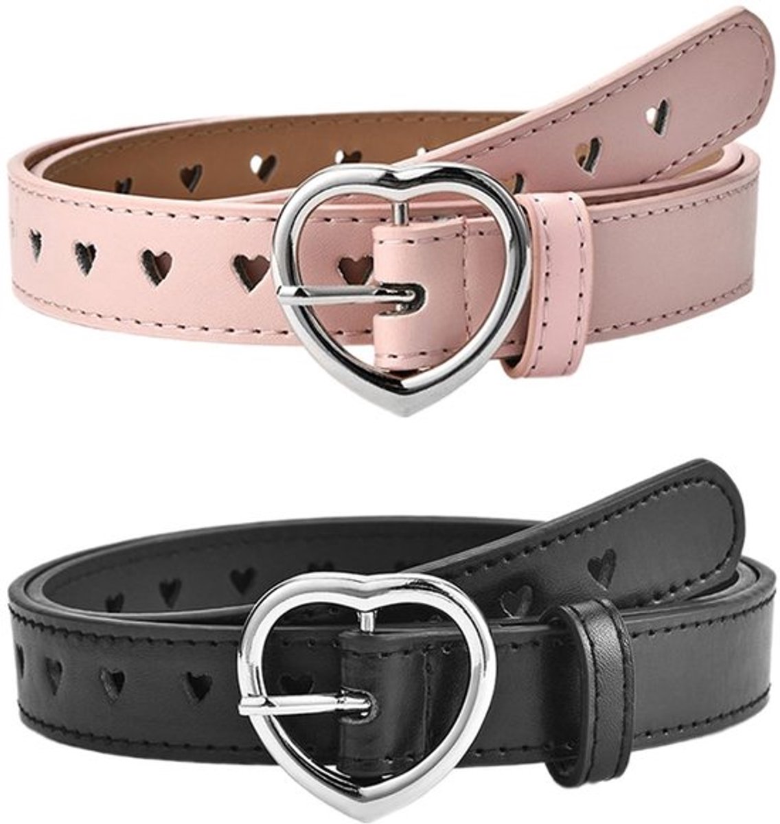 Damesriem 2 stuks - Elastische Riem - Verstelbare Riem - PU-leer - Modieuze Riem - Afmetingen 100 x 2,3 cm - Modeaccessoire