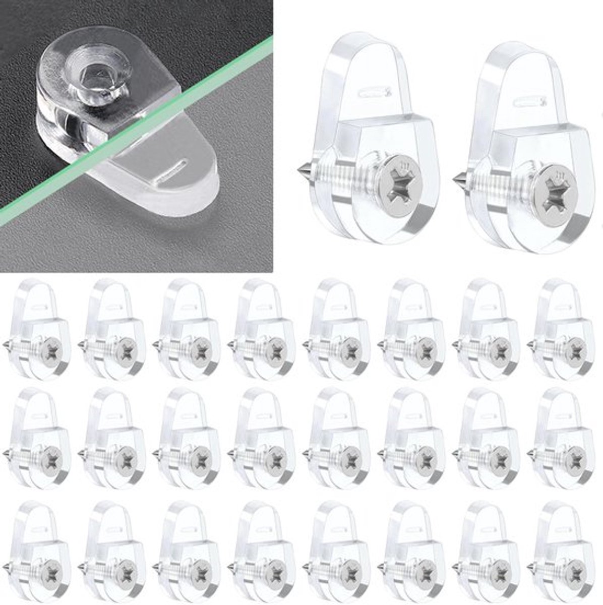 Spiegelhouders 50 Stuks - Glashouders - Spiegelclips - Glasklemmen - Bevestiging 3-5 mm - Geschikt voor Glas/Acryl/Metaal/Hout
