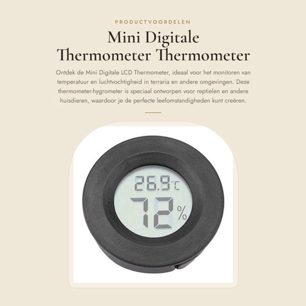Mini Digitale Thermometer - Thermometer Hygrometer - Snelle Temperatuurweergave - Zwart - Vochtigheidsmeter - Geschikt voor Reptielen - C...