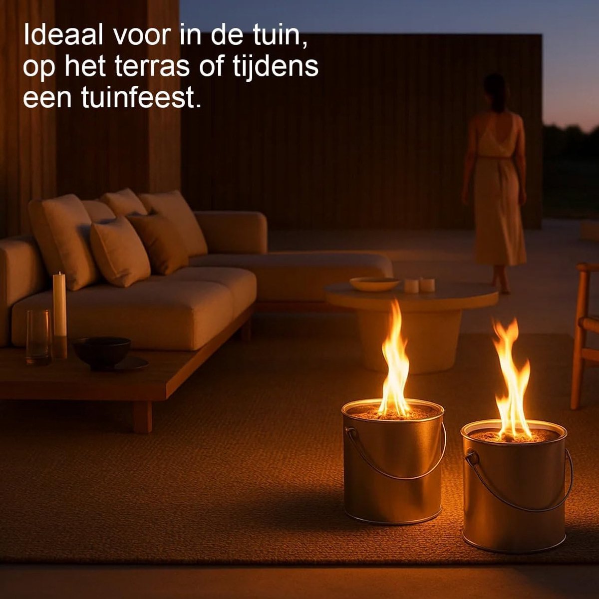 SnelShoppen - KRISTEN Fire Can - 2.5L - Set van 4 Stuks - Tuin Fakkels, Tuin Kaarsen, Tuin Decoratie - Duurzaam, Groene Was, Buitengebruik