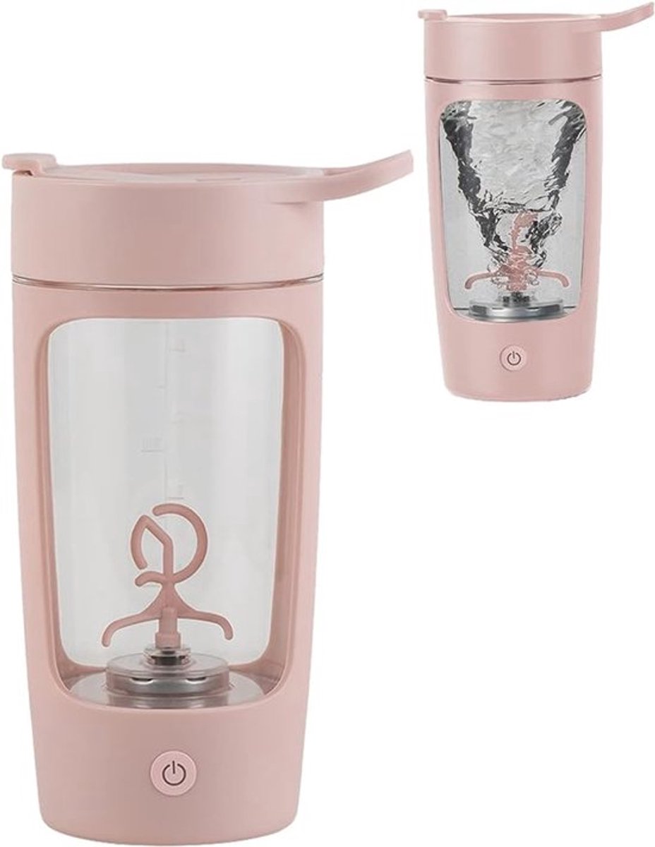Elektrische shakerbeker, universele blender, sportwaterfles, grote beker voor eiwitpoeder, trendy en draagbaar (roze)
