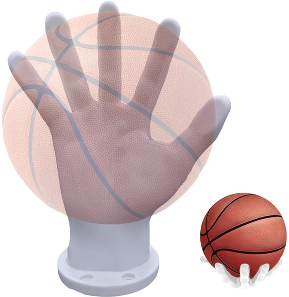 Handvorm wandhouder, wandhouder voor basketbal, met 4 schroeven en 4 spijkers, 22 x 17 cm, zeer veilig en stabiel voor basketbal, voetbal, volleybal, honkbal, rugby