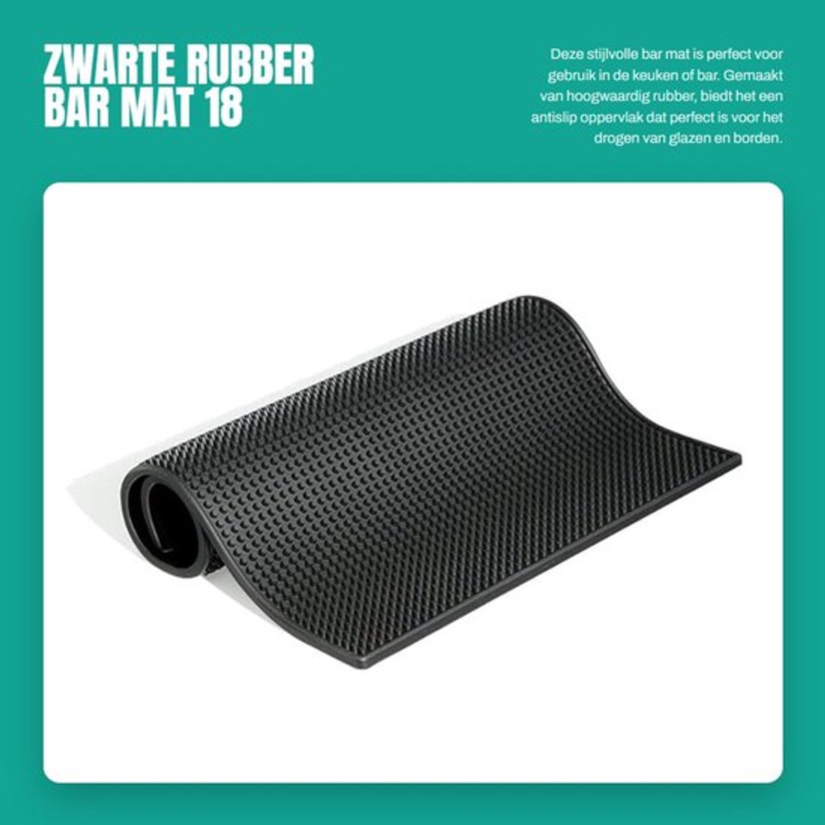 Bar Mat Antislip - Spill Mat - Dikke Rubber - Keuken Droogmat - Afvoermat voor Bar - Hittebestendig - 18"x12 - Afdruipmat