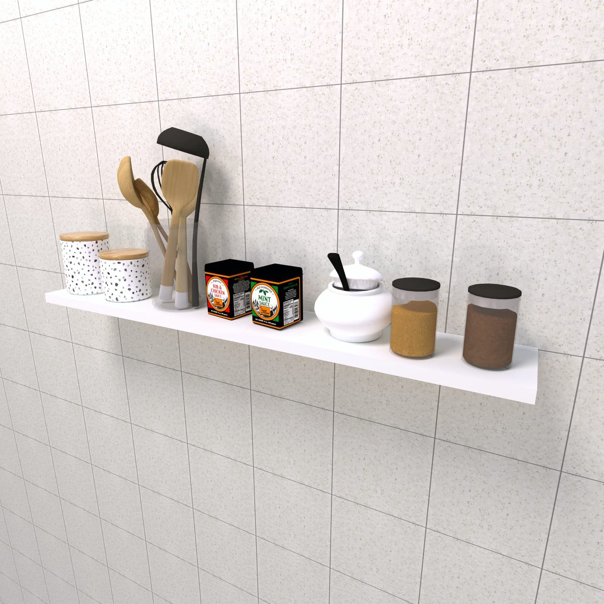 SnelShoppen - Houten Wandplank 120 cm x 20 cm x 2,5 cm - Wit - Stevige Plank tot 25 kg - Ideaal voor Woonkamer, Keuken en Slaapkamer