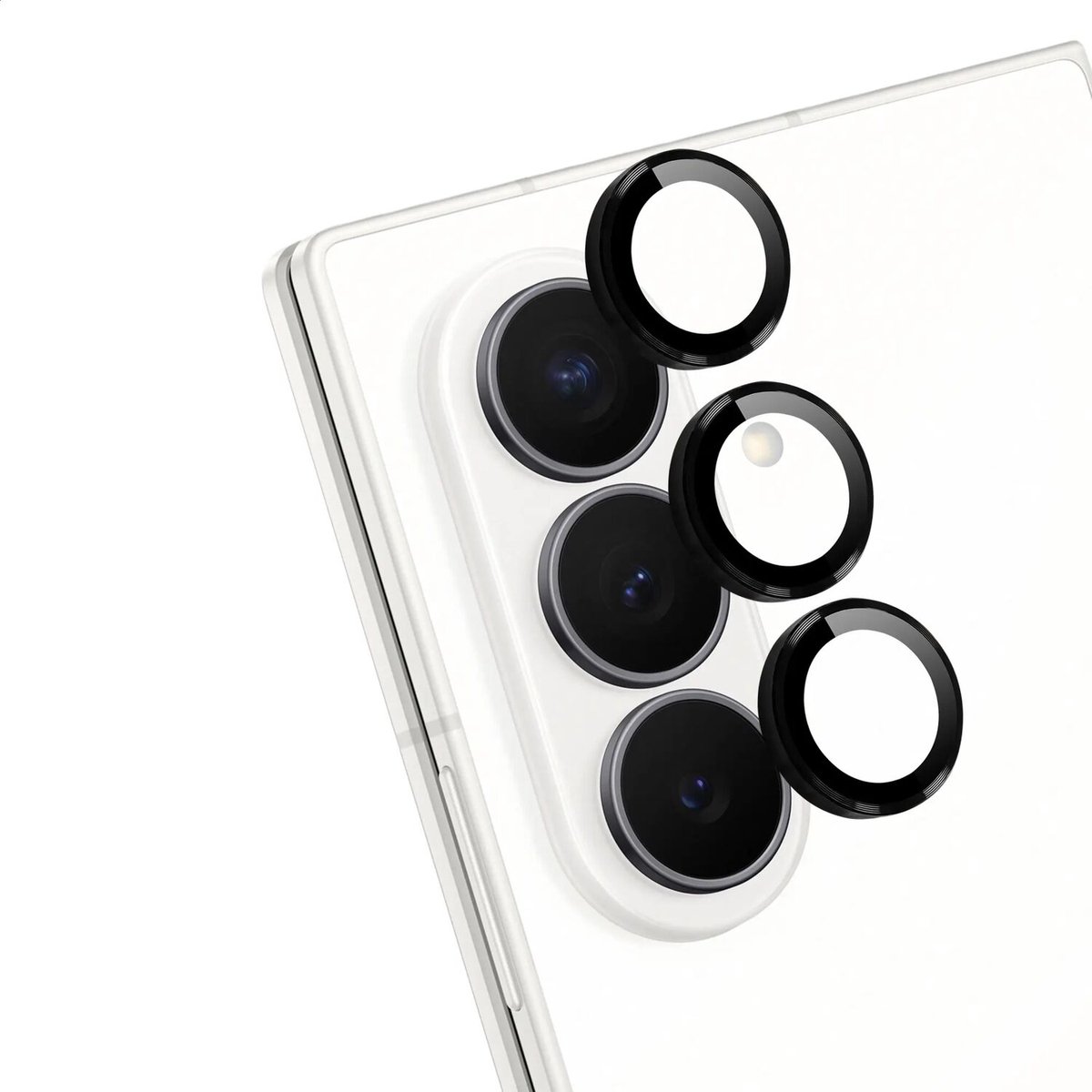 Rosso Camera Frame Protector Geschikt voor Samsung Galaxy Z Fold 8 Ultra - Case Friendly - 9H Tempered Glass voor Cameralens - Gemakkelijke Installatie met Tray - Zwart