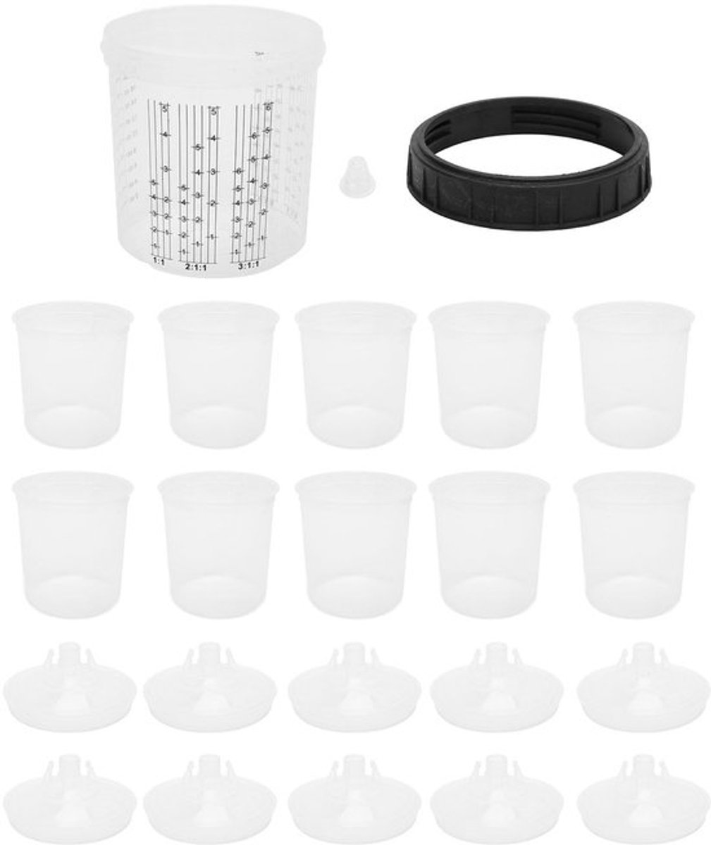 Verfspuit Mengbekerset 0-600ML - Handig Verfsysteem - Geschikt voor Autolak - Premium ABS Materiaal - Voorkomt Oplossen en Lekken - Verfmengbeker