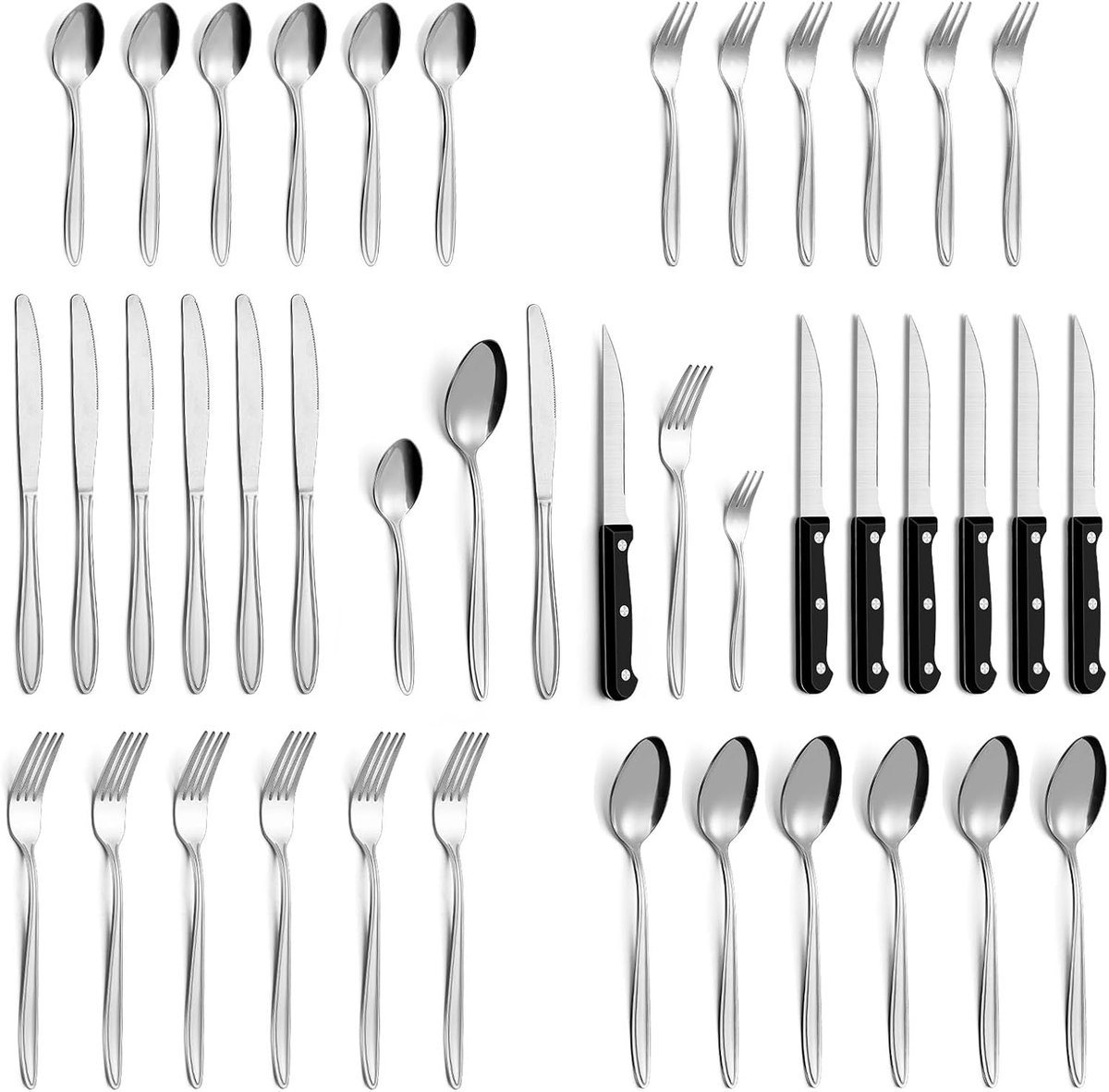 SnelShoppen - 36-delige Bestekset voor 6 Personen, Roestvrijstalen Elegant en Modern Bestek, Vaatwasserbestendig, Perfect voor Diner en Feest