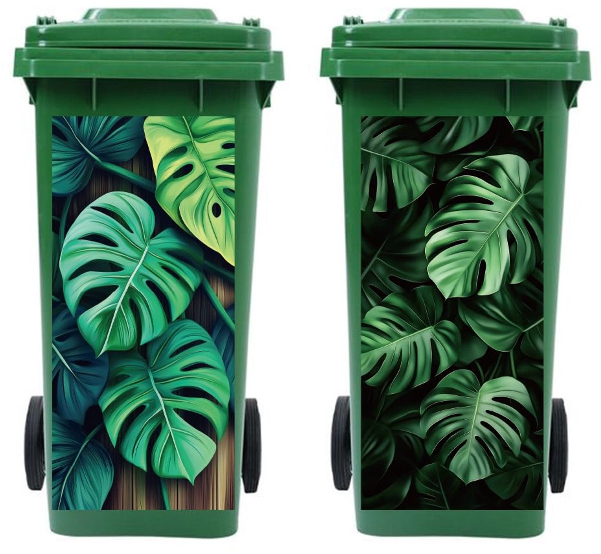 Afvalbak Stickers 2 Vellen - Monstera Bladeren - Waterdicht Zelfklevend - Decoratie voor Binnen en Buiten - SnelShoppen