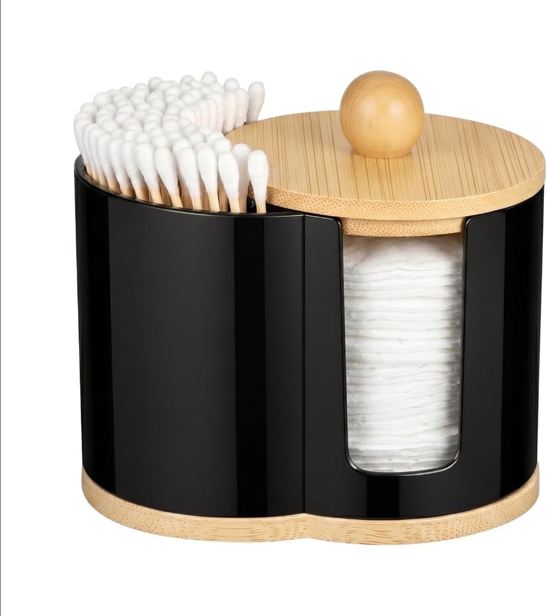 Wattenstaafhouder met hoes en katoenen pads, praktische opbergdoos voor badkamer en make-up accessoires