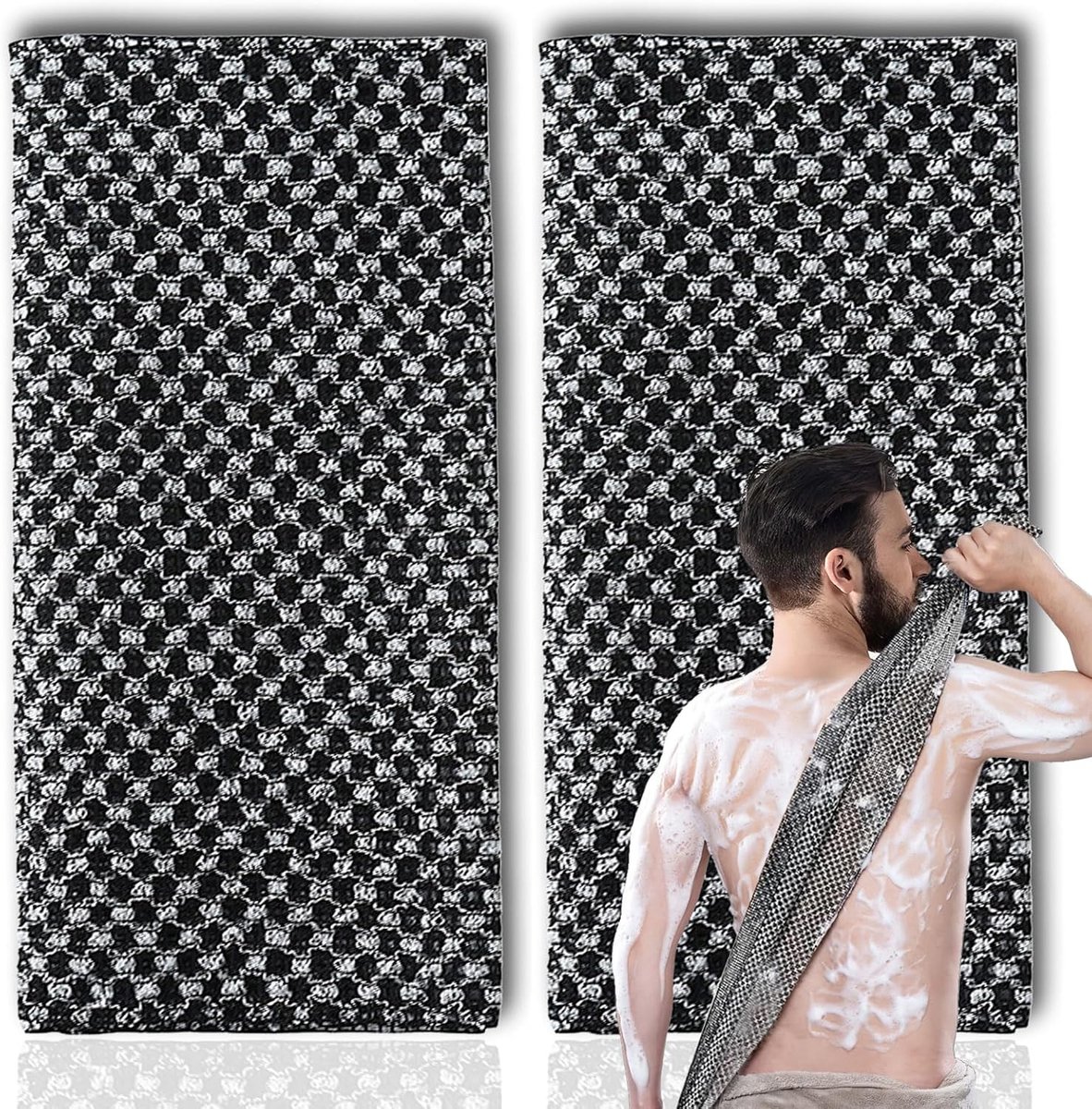 Exfoliërende douchehanddoek 2 stuks - extra lange rugscrubber - Japanse stijl - diepe reiniging - SnelShoppen