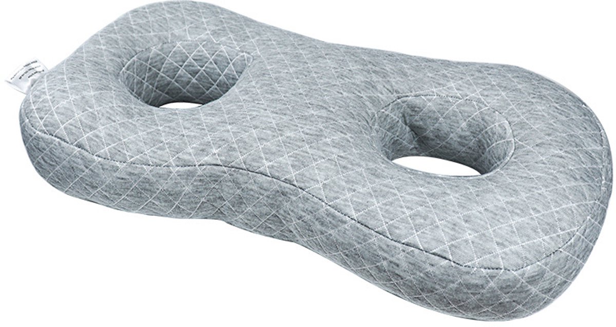 8-vormig orthopedisch traagschuim zitkussen met twee centrale gaten, afmetingen 55×33×10 cm, drukverlagend kussen voor bil, heupen en stuitbeen, geschikt voor bureau, auto en rolstoel