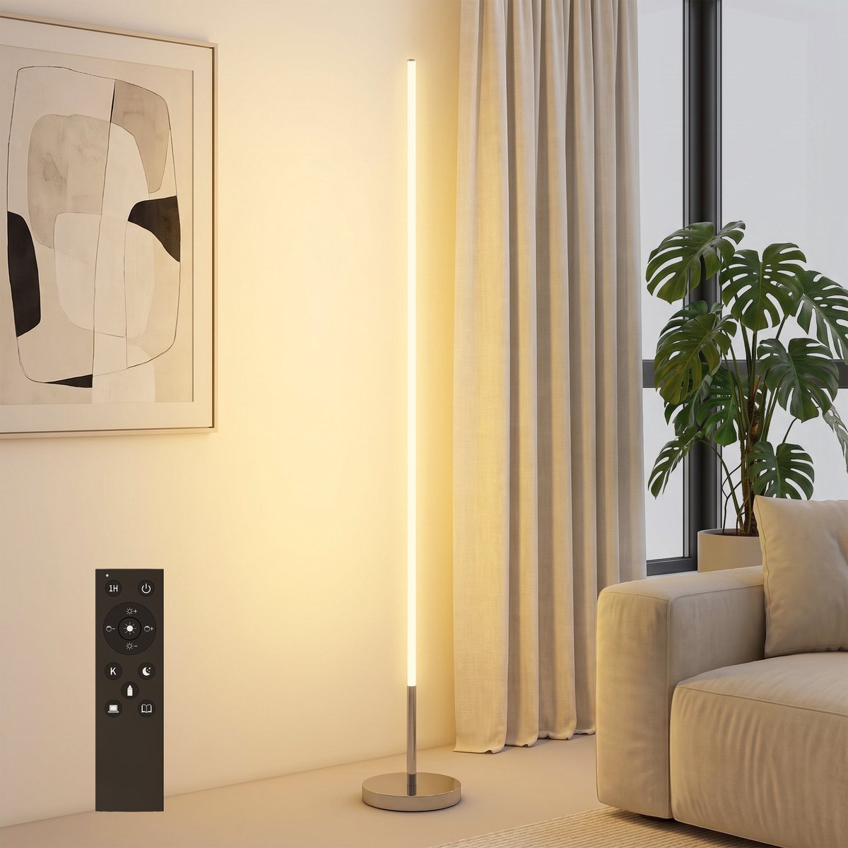 HOMCOM Floor Lamp-Stahl, Aluminium-20L x 20B x 150H cm-Silber