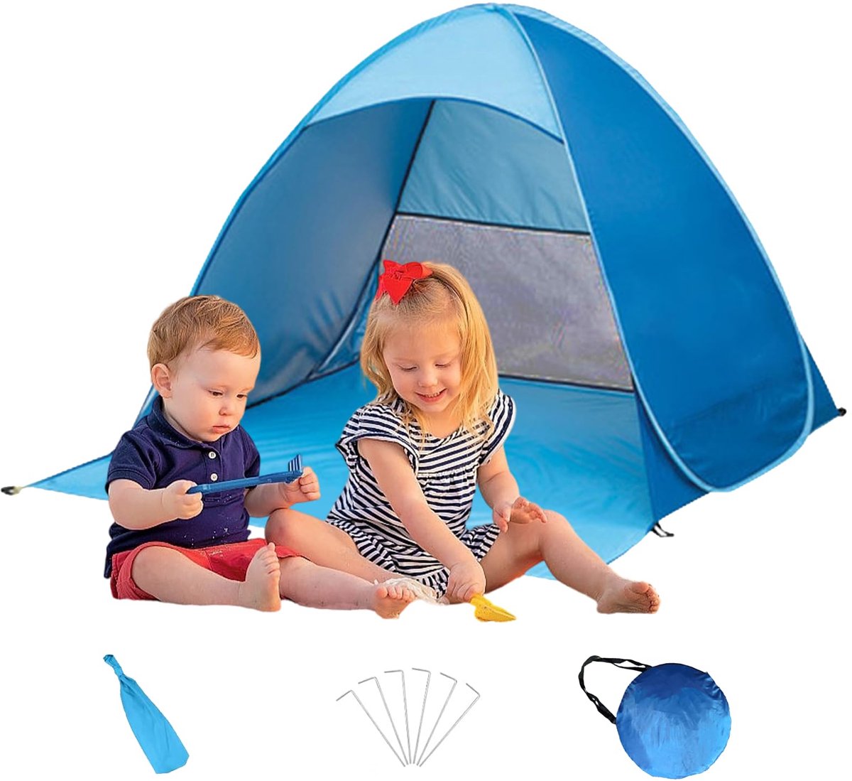 SnelShoppen - Pop-up Strandtent met Draagtas, Zonwerende Schaduwtent, Draagbaar en Eenvoudig Op Te Zettten, Lichtgewicht Onderdak voor Baby, Kinderen,