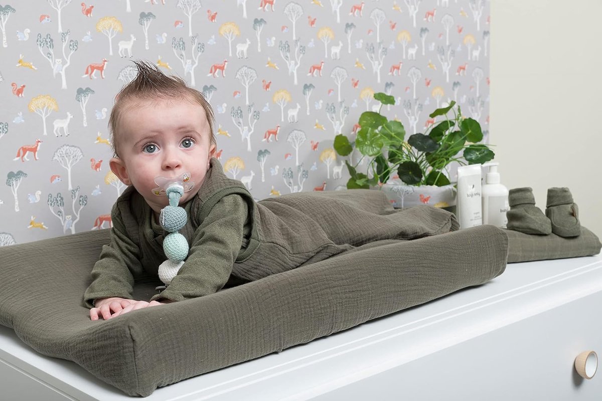SnelShoppen - Verzorgingsmat Cover - Aankleedkussenhoes - Katoen - 45x70 cm - Stonegreen - Wasbaar - Ideaal voor Babyverzorging - Stijlvolle Babyuitze
