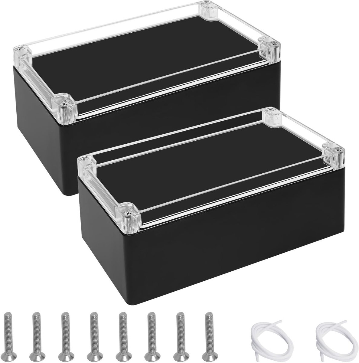 SnelShoppen - Pack van 2 IP65 Waterdichte Aansluitdozen, ABS Elektronische Projectdozen, Oppervlakte Bevestigd, Stof- en Weerbestendig, Buiten Kabelhu