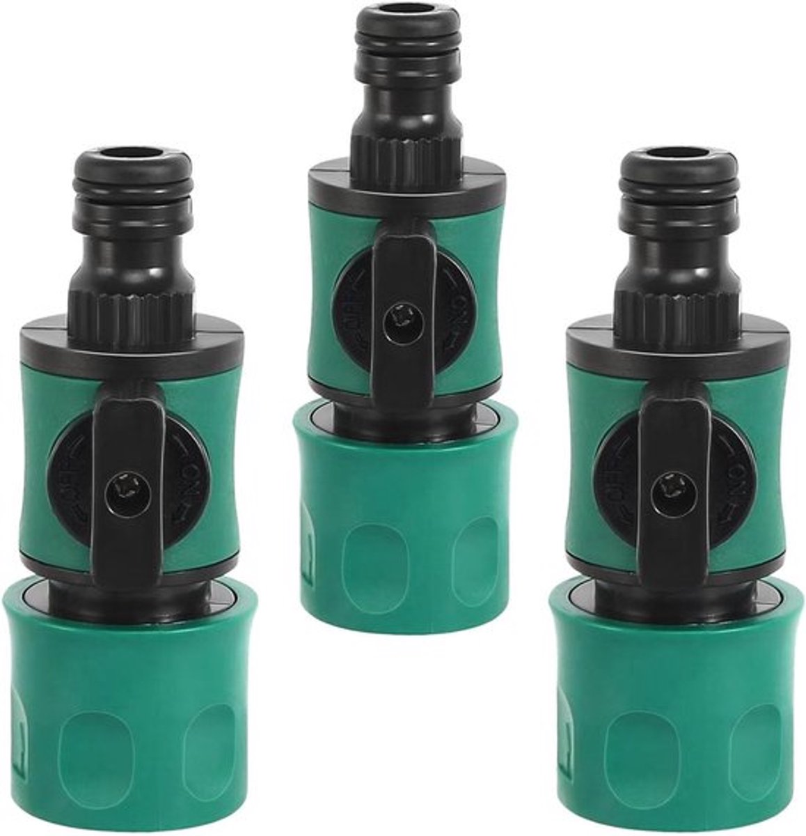 Hydrogarden 3 stuks afsluitventiel voor buisverbinding, slangaansluiting met afsluitventiel, slangkoppeling voor buis, slangventiel, verlenger, universeel ventiel, schakelaar, slangkoppeling