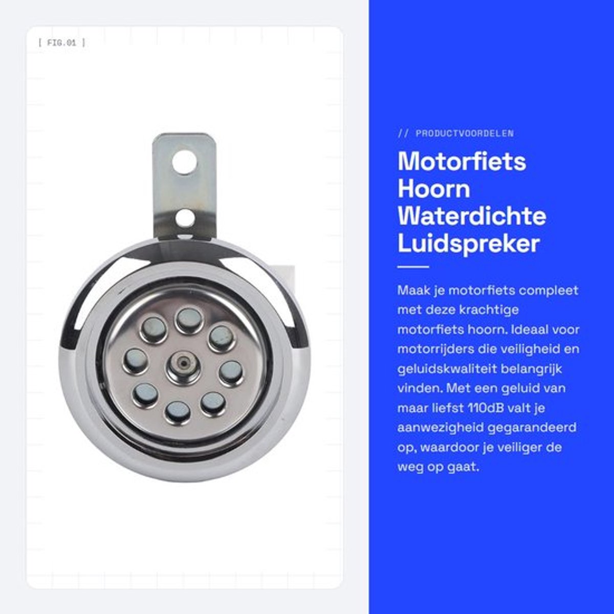 Motorfiets Hoorn - Waterdichte Luidspreker - 110dB Geluid - Zilver - Universele Montage - Geschikt voor Motoren - 85 mm Diameter