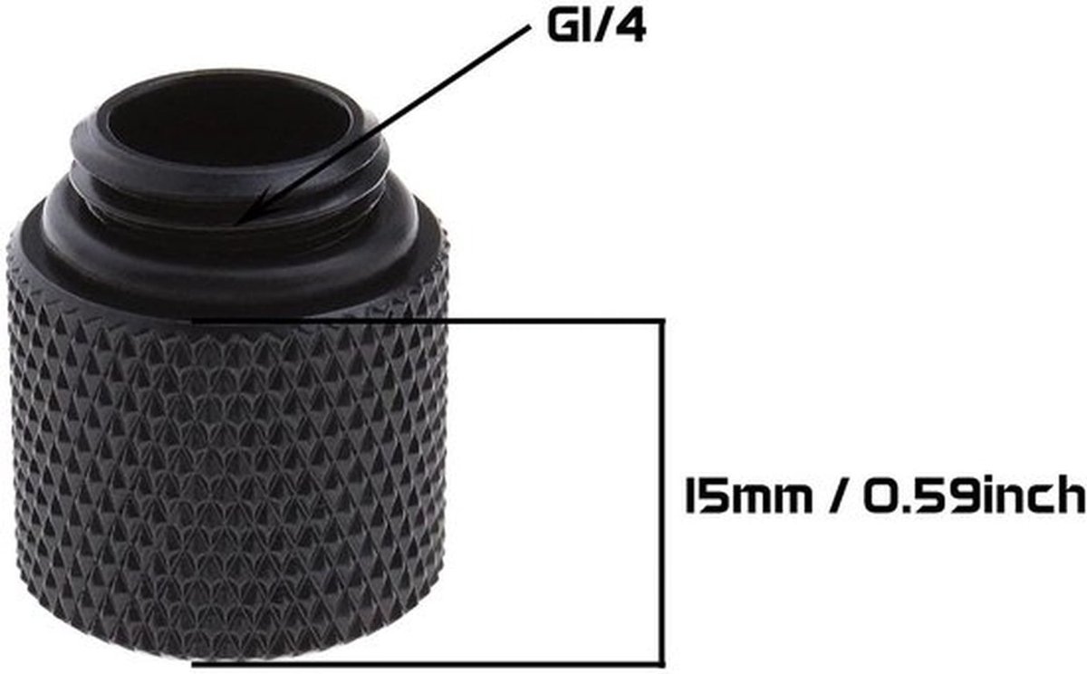 4 Stuks G1/4 Adapter voor Waterkoeling in Zwart