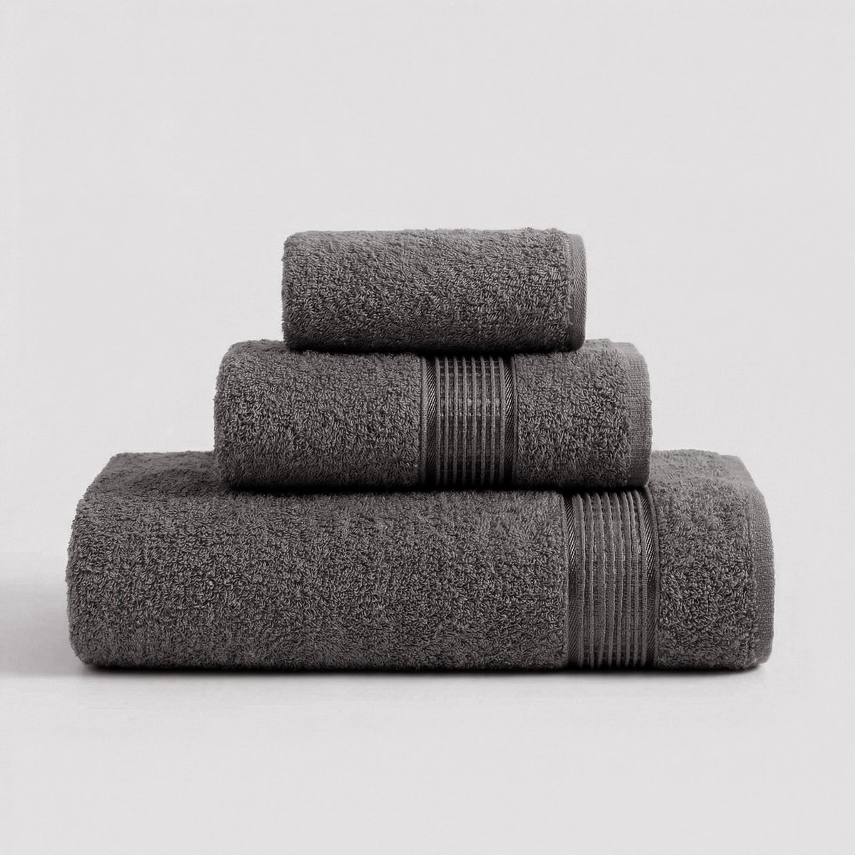 Asir - Handdoekenset (3 stuks) - Antraciet - 21 x 20 x 4