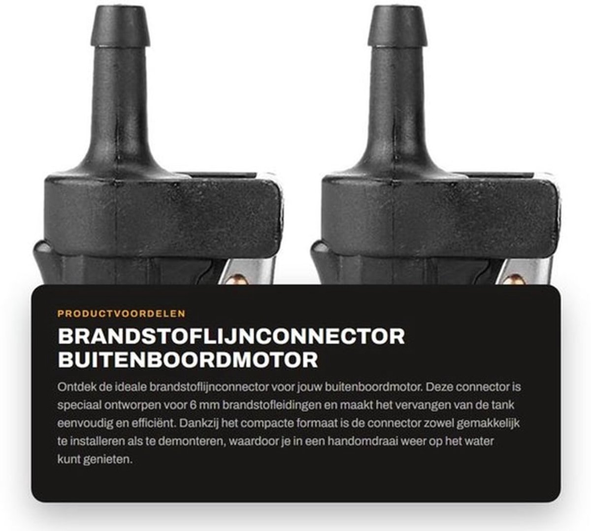 Brandstofslangconnector Geschikt voor 6 mm - Buitenboordmotor - Scheepsbrandstof - Slangfitting - Eenvoudig te installeren - Aluminium/ABS - Brandstofconnector