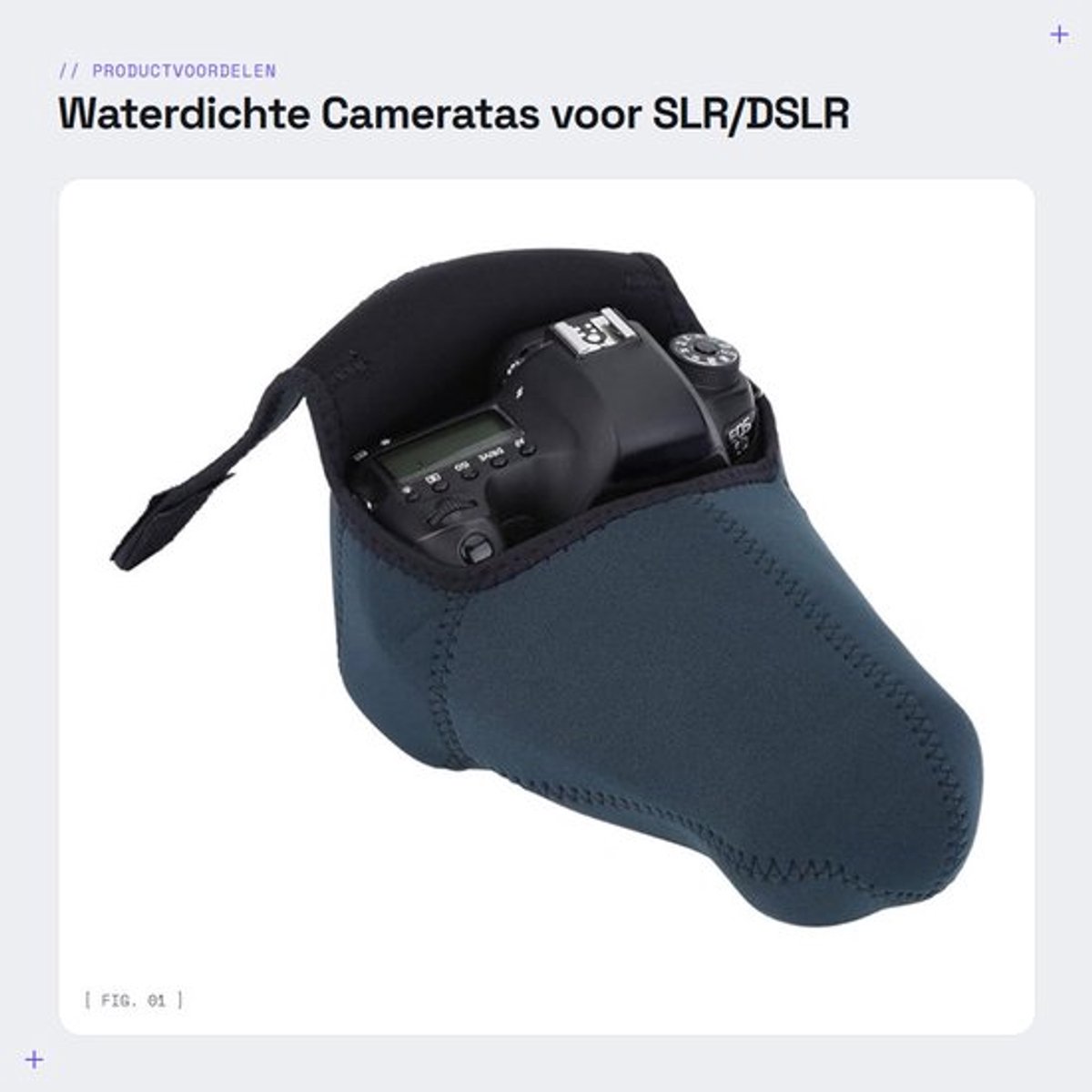 Cameratas Waterdicht - Zachte Tas - Beschermhoes voor SLR/DSLR-camera - Nylon - 21 x 19 x 3 cm - Lichtgewicht 91 g - Camerahoes