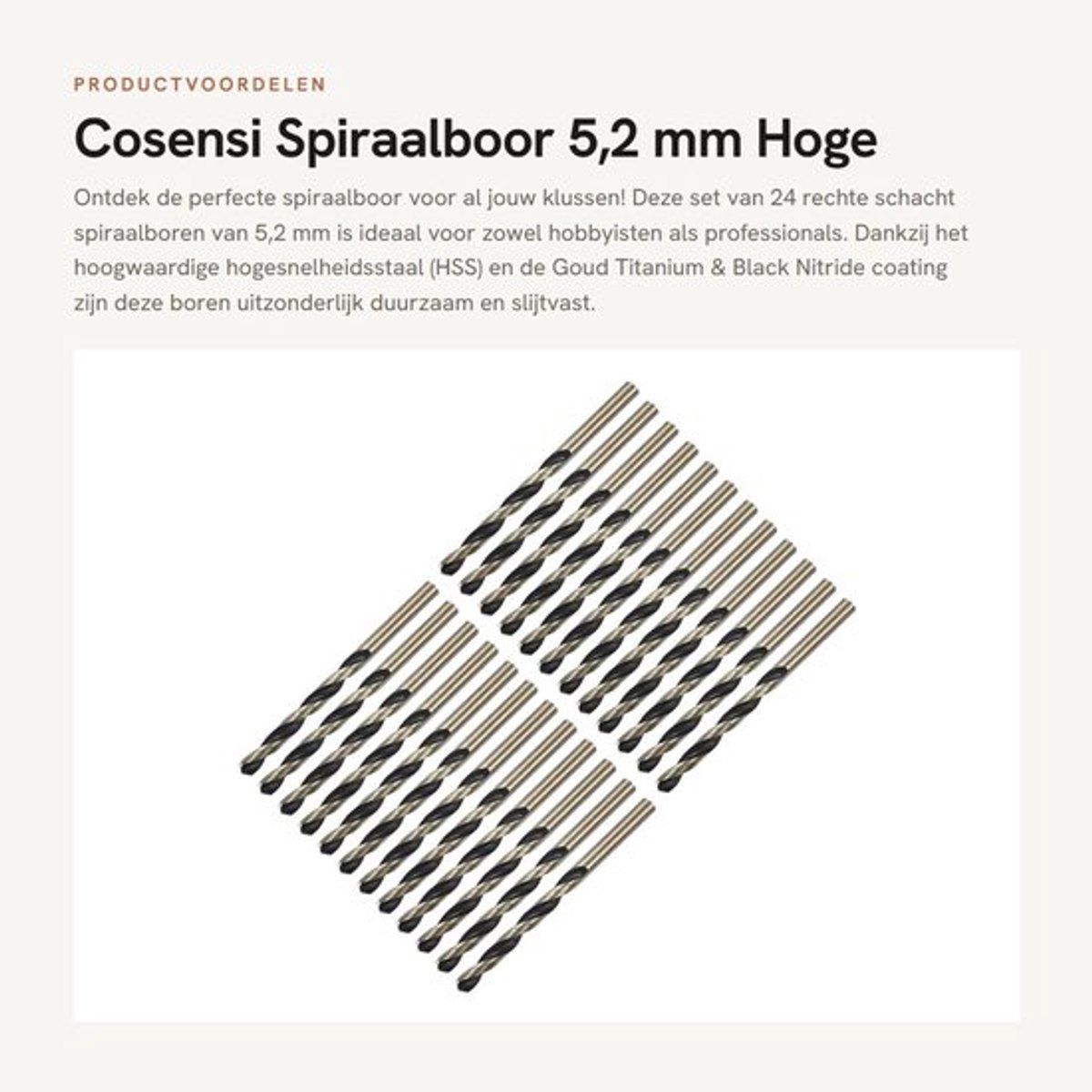 Spiraalboor 5,2 mm - Hoge kwaliteit - Goud Titanium & Zwart - Voor metaal en hout - 4341 - 24 stuks
