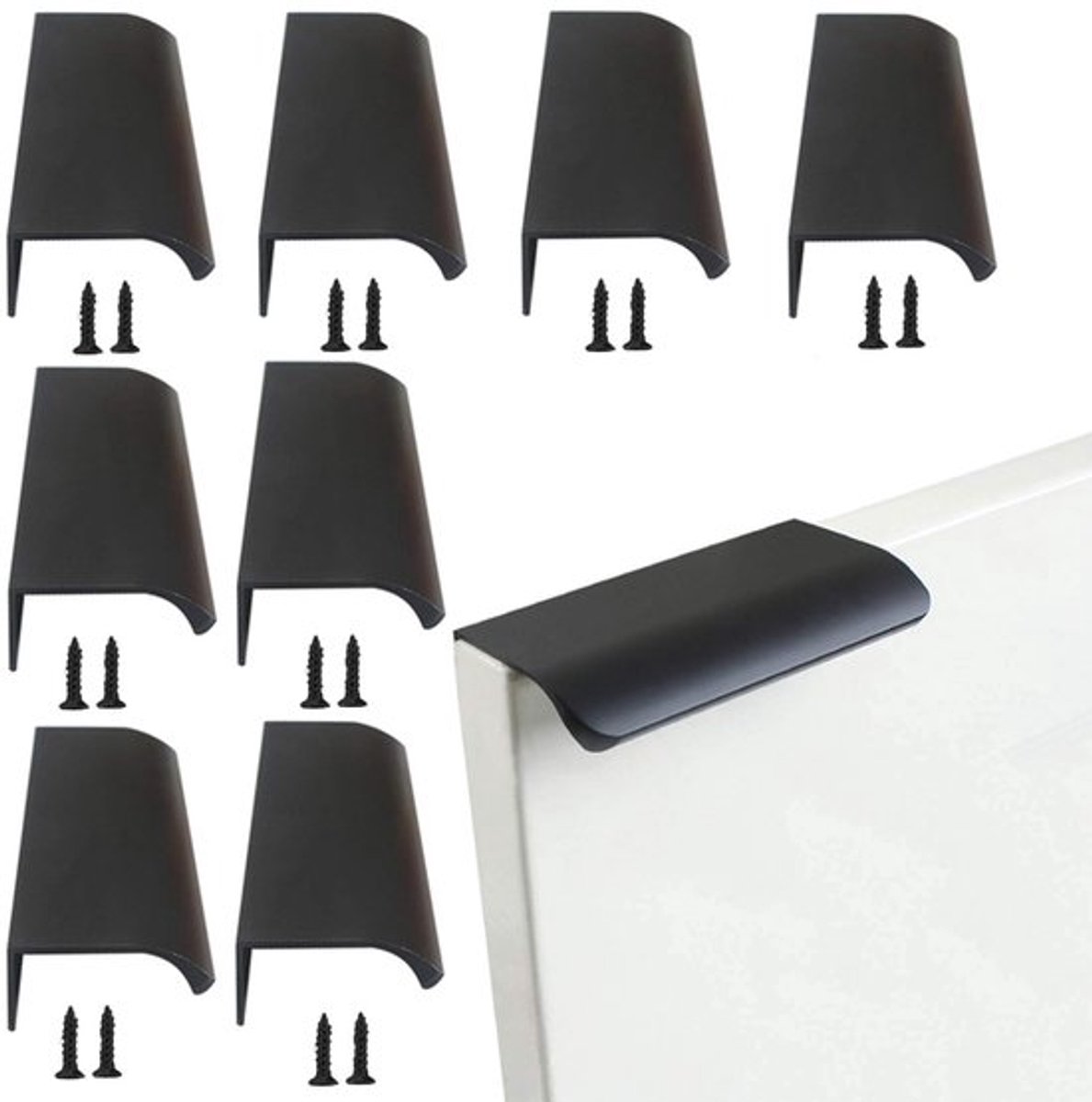 Meubelgrepen Zwart - Verborgen Trekhandvat - Aluminiumlegering - 8 Stuks - Eenvoudig te Installeren - Gatafstand 64 mm - Trekhandgrepen