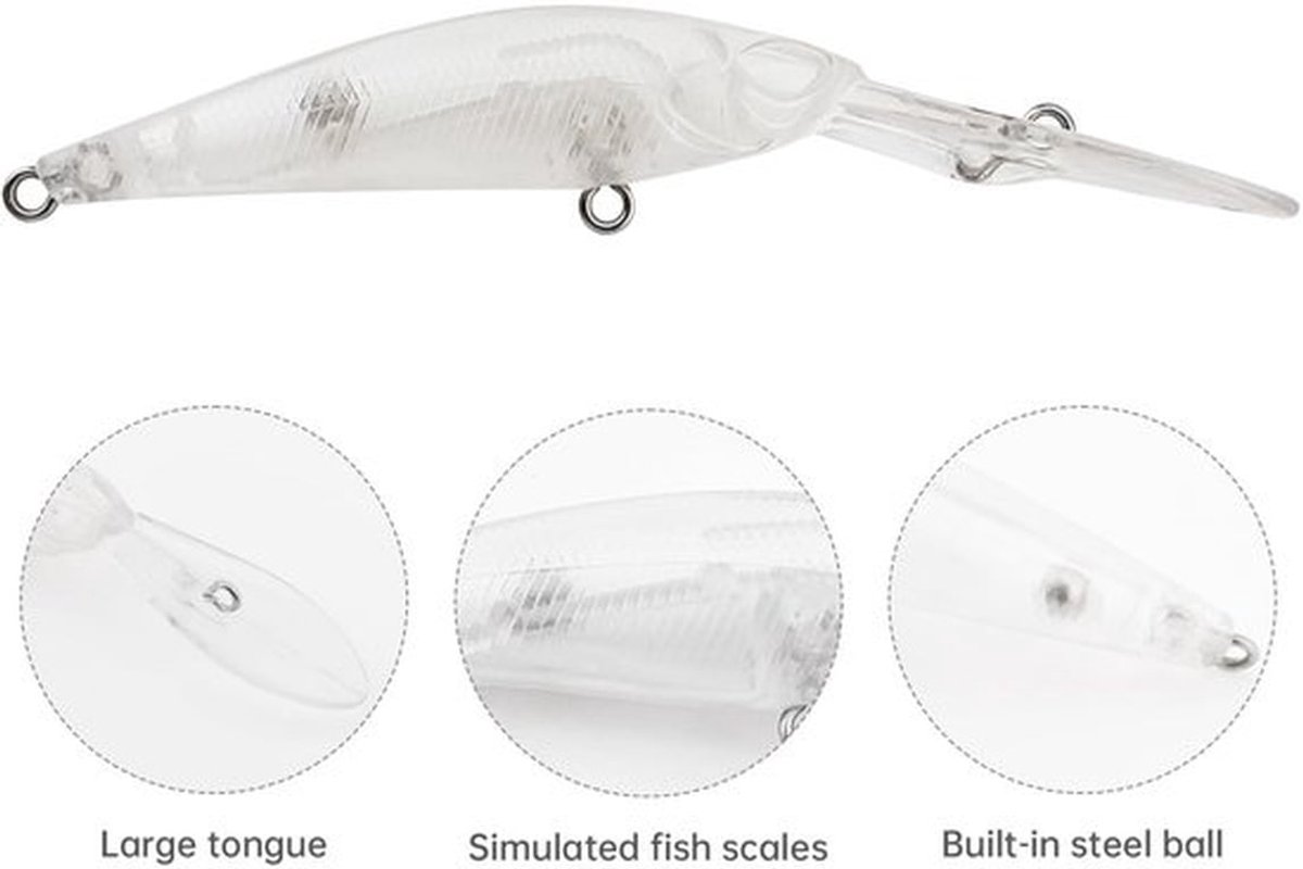 Visspaties Set 20 Stuks - Ongeverfd Kunstaas - Topwater Crankbait - Drijvende Tackle - 3D Ogen - 9,4 cm/5,4 g