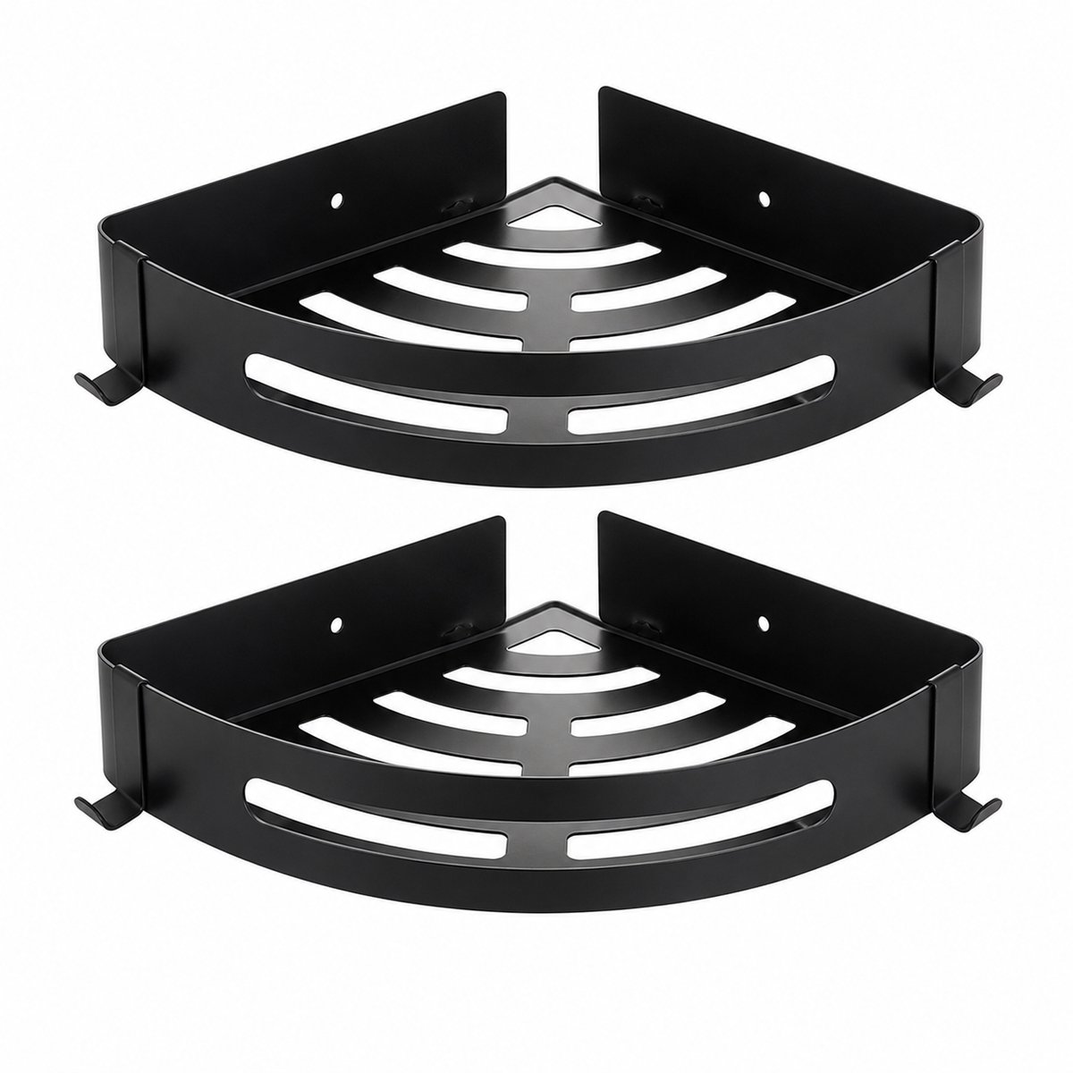 Doucherek - 2 stuks - Doucherek zelfklevend zonder boren - Roestvrij - Zwart