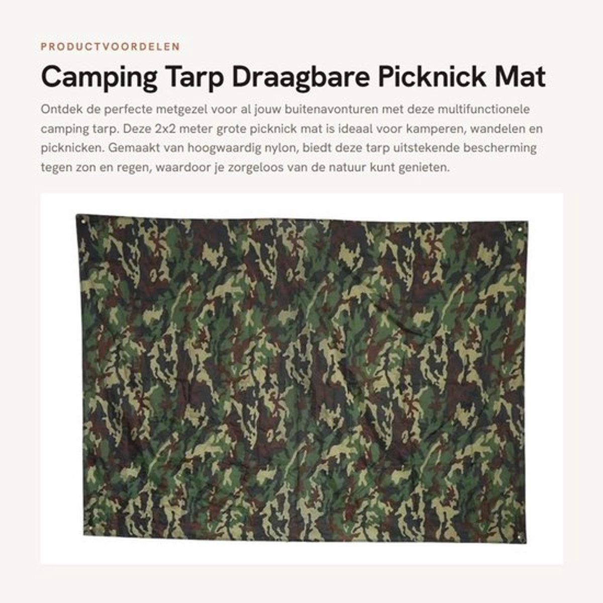 Picknickmat Waterdicht - Multifunctioneel Tentzeil - Anti-UV Bescherming - Draagtas - Hoogwaardig Nylon - 2 x 2m