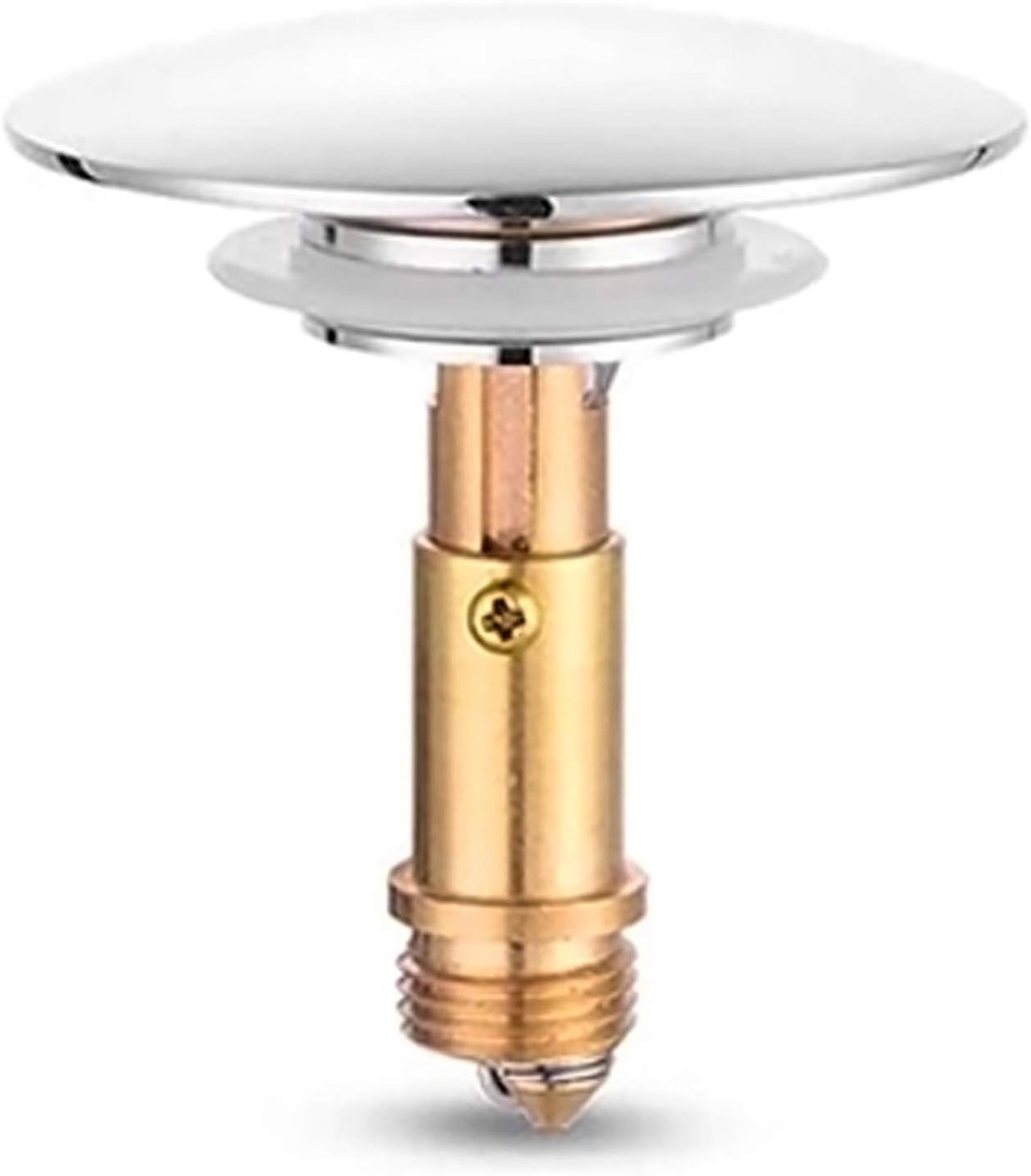 SnelShoppen - Pop Up Click Clack Afvoerstopper, Badkamer Wastafel Plug Stopper, Push Button Messing Sleufstopper voor Wastafel, 1 Stuk, Roestvrij Staa