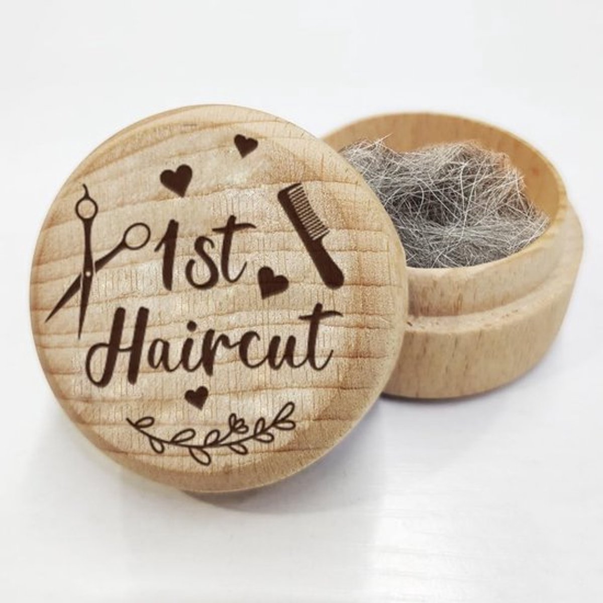 Aandenken Doos Houten - Babyherinneringsdoos - Eerste Haar - Schattige Container - 3D-Doos - Hoogte 3,6 cm - Herinneringsdoos