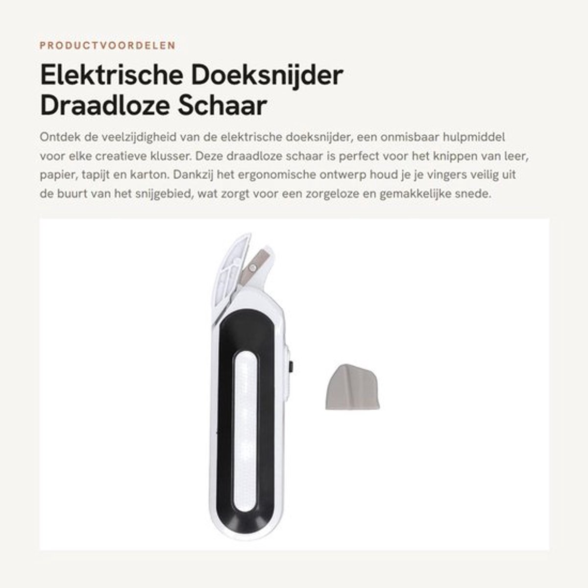 Elektrische Doeksnijder - Draadloze Schaar - Ergonomisch Ontwerp - Zilver - Snoeischaar voor Leer en Papier - Handig voor Creatieve Klussen