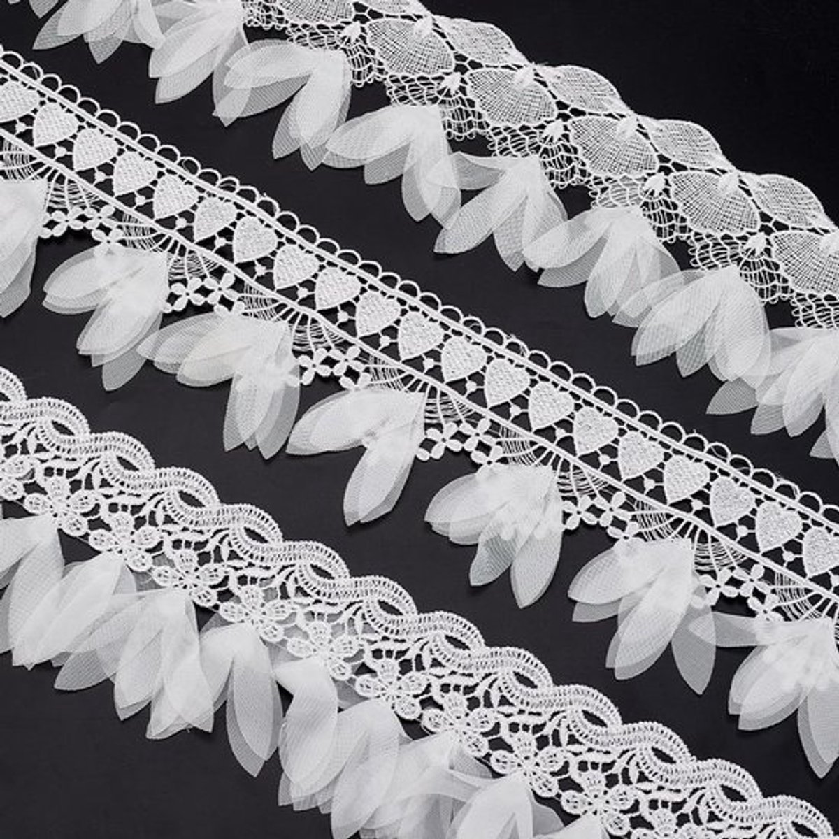 Kant Trim 3 Yards - Witte Bloem Kant - Borduurwerk - Gehaakte Naaien - DIY Ambacht - 85 mm Breed - Kantlint
