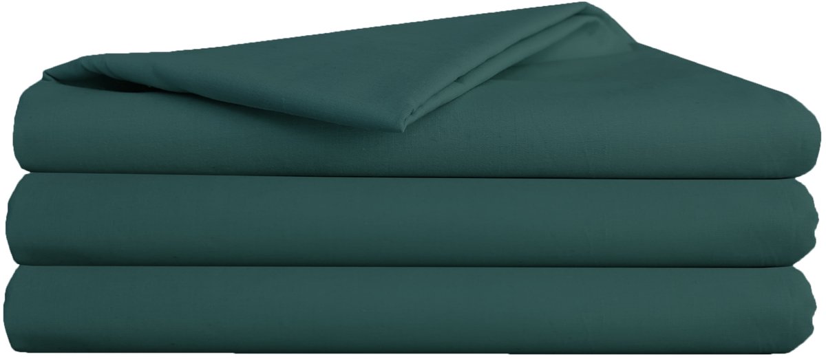 KONEY - Laken zonder elastiek 160 x 200 cm - katoen - Flessengroen - 130-140 g/m²