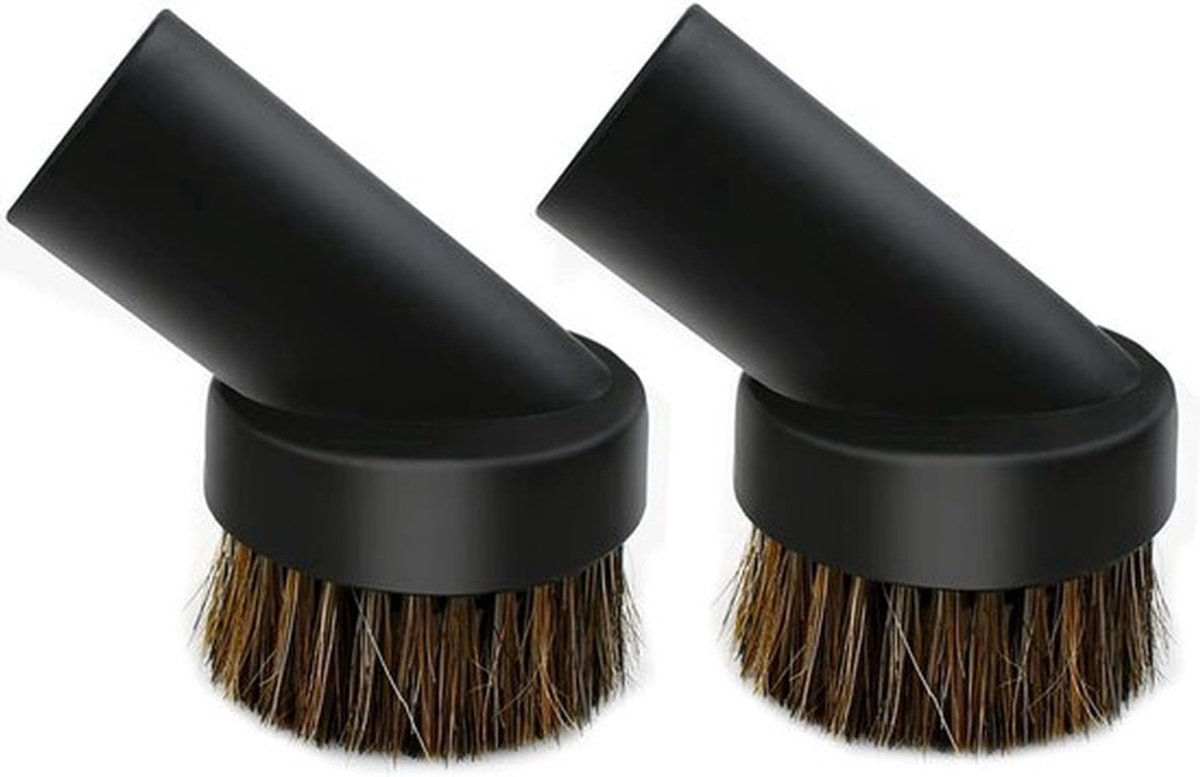 2 stuks zwarte ronde stofborstels 25 mm paardenhaar geschikt voor de meeste stofzuigeraccessoires met een binnendiameter van 32 mm