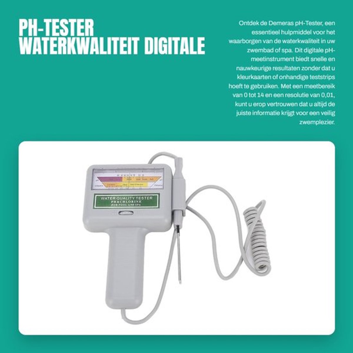 pH-tester Digitale Wasserqualitätsmonitor - pH-tester Zwembad - pH-tester Grond - Chlor-Messgerät - Handheld - Nauwkeurigheid 0,05 - Water Quality Tester