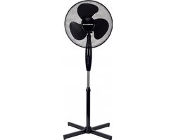 Staande Ventilator – 16 inch – 3 Snelheden – Oscillatiefunctie – Verstelbare Hoogte – Stil (≤65 dB) – 40-55W – Metalen Rooster – Zwart